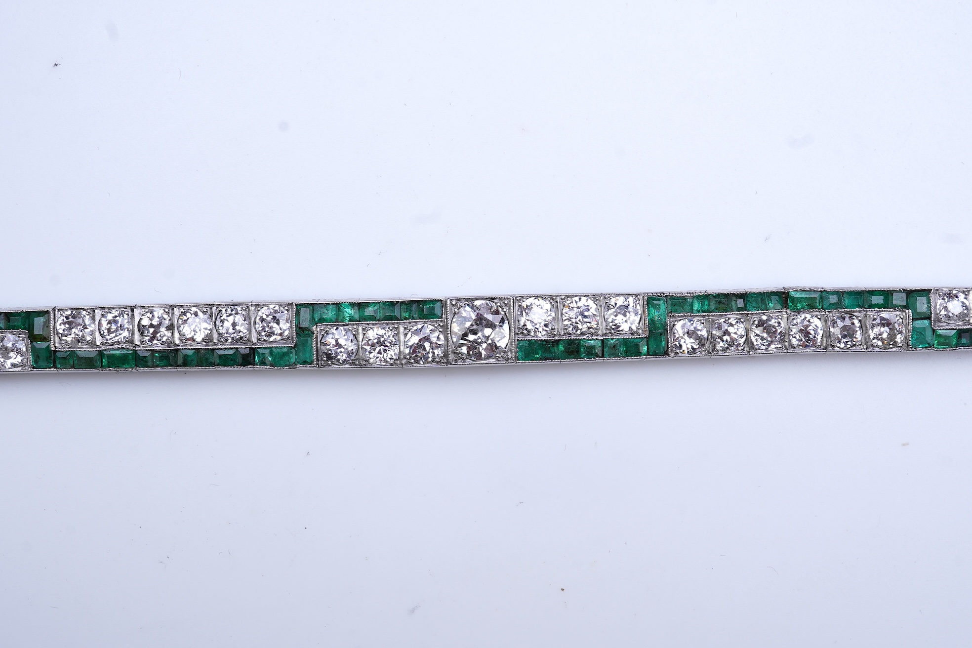 An Art Deco emerald and diamond bracelet, 1920s
